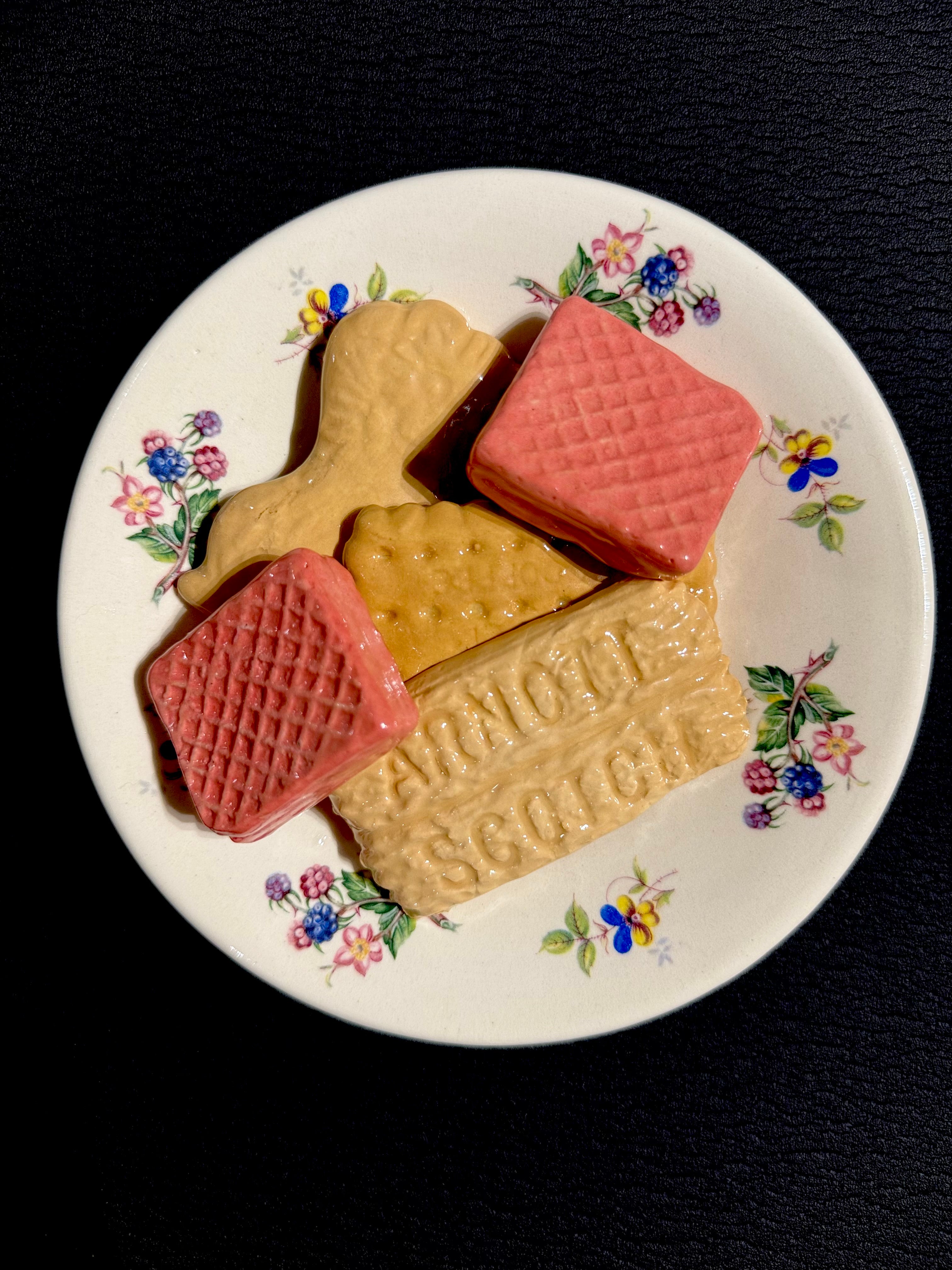 Ceramic Sculpture - Five Family Favourite Biscuits & Plate