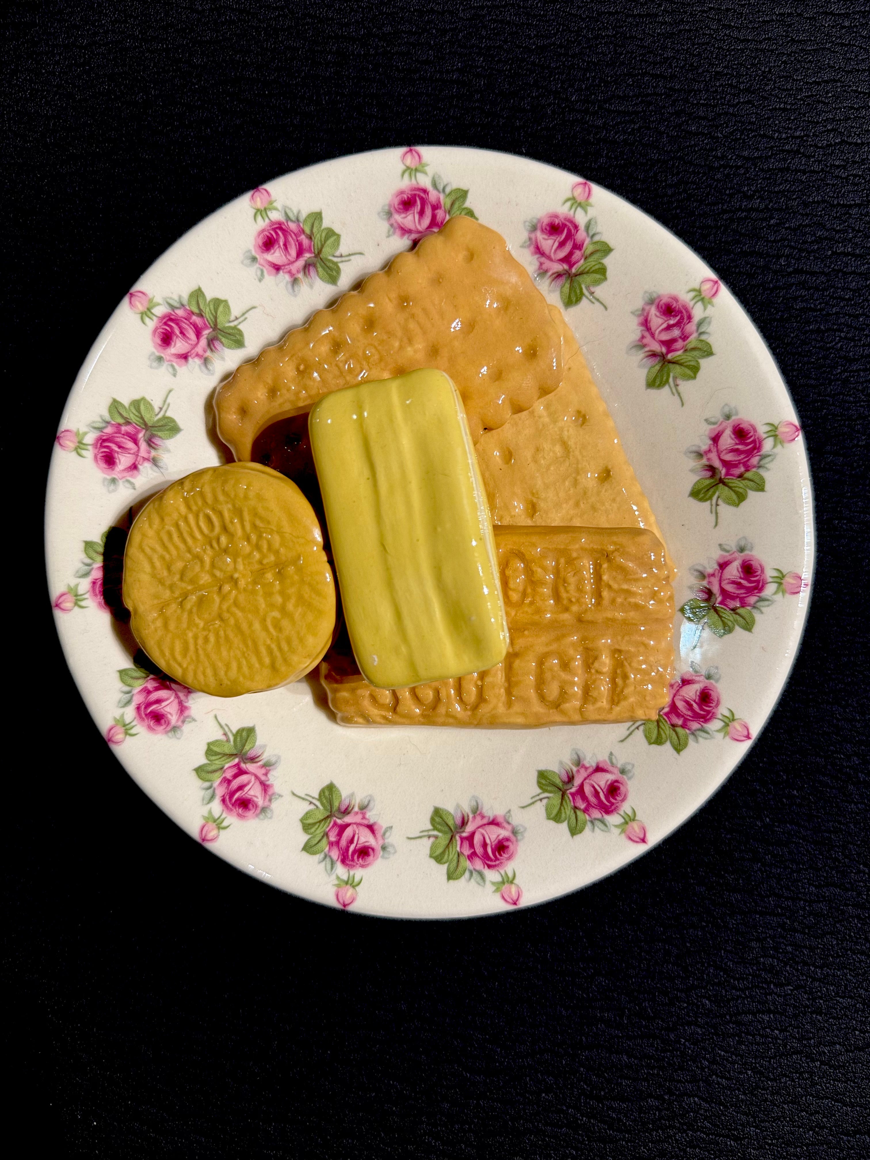 Ceramic Sculpture - Five Family Favourite Biscuits & Plate