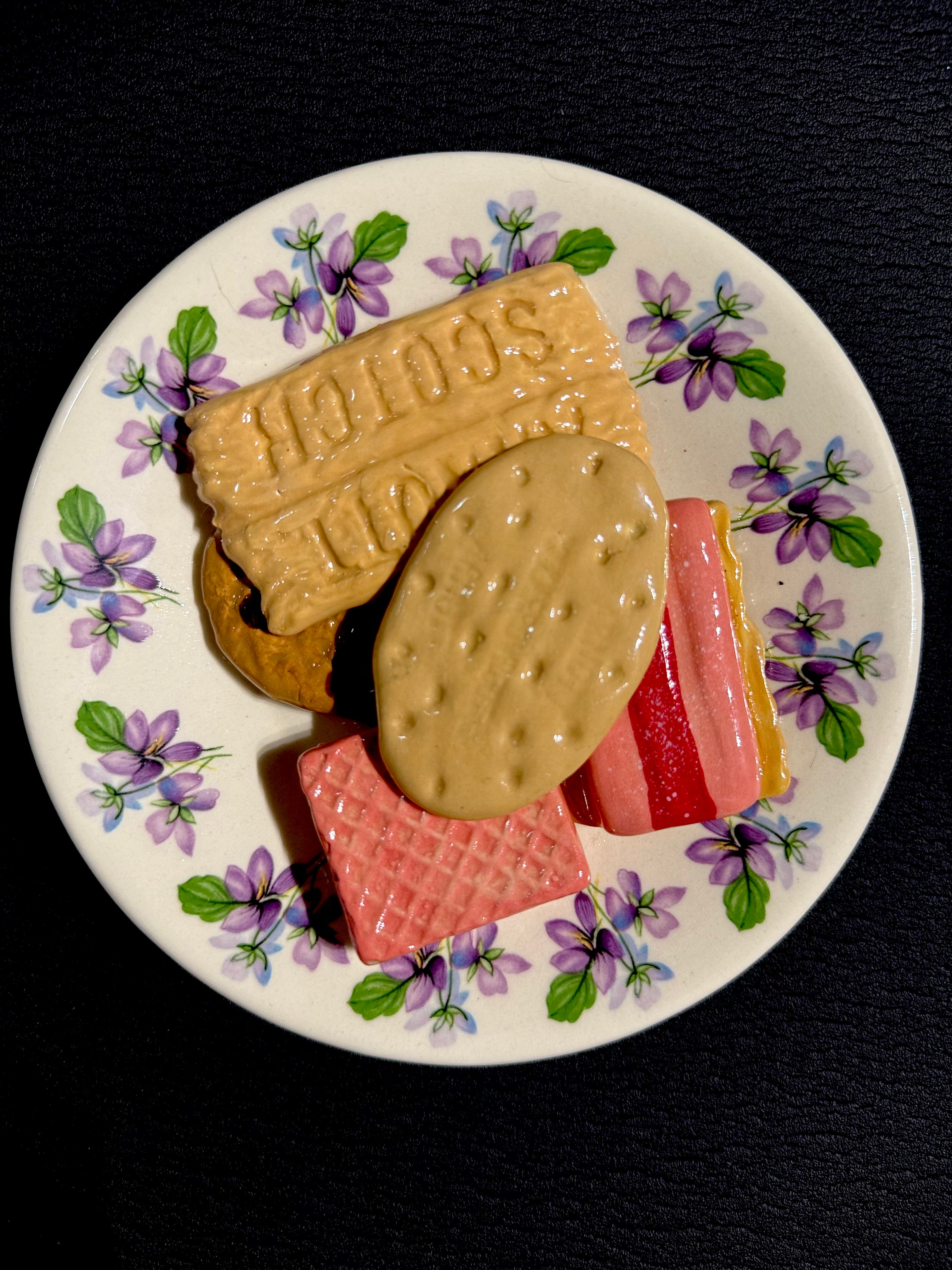 Ceramic Sculpture - Five Family Favourite Biscuits & Plate