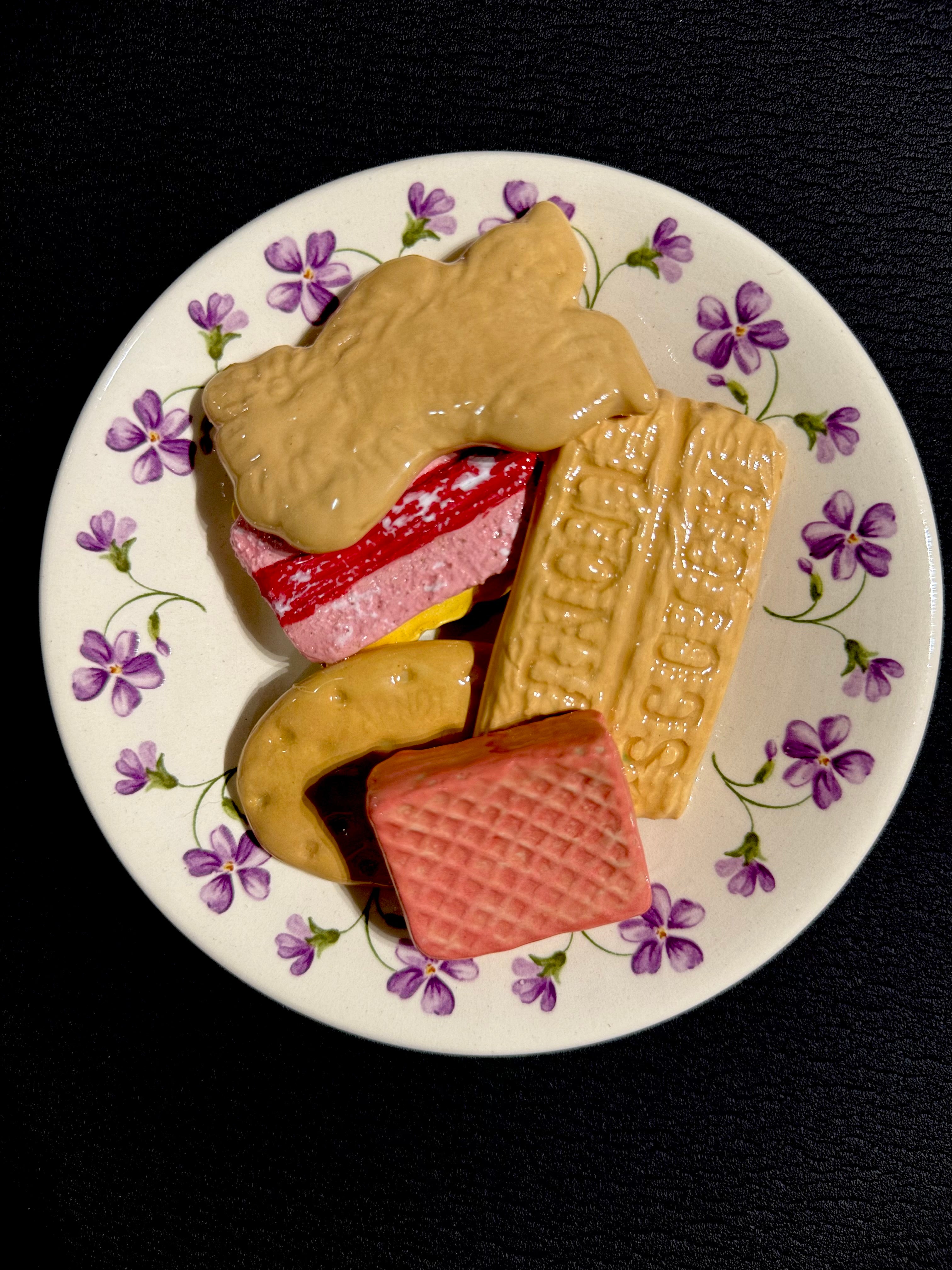 Ceramic Sculpture - Five Family Favourite Biscuits & Plate